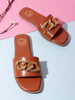Coast & Cedar Tan Fabric Slip On Flats Women Daily Comfort Wear